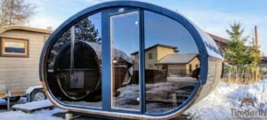 Outdoor hobbit style wooden sauna 10