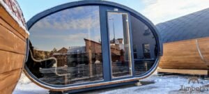 Outdoor hobbit style wooden sauna 12