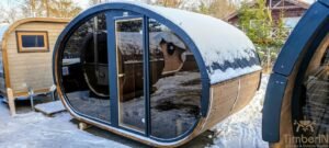 Outdoor hobbit style wooden sauna 14