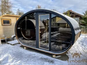 Outdoor hobbit style wooden sauna 18