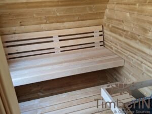 Outdoor hobbit style wooden sauna 36