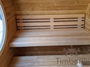 Outdoor hobbit style wooden sauna 37