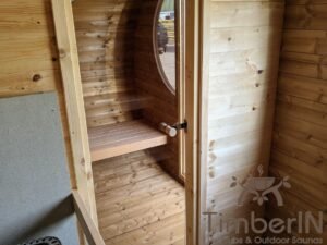 Outdoor hobbit style wooden sauna 41