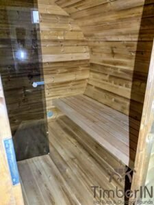 Outdoor hobbit style wooden sauna 7
