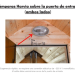 2 lamparas Harvia sobre la puerta de entrada