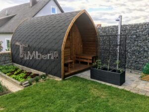 Außensauna gartensauna iglu pod mit holzofen elektrisch 2 4 scaled