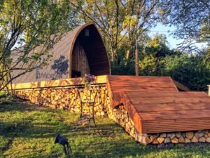 Aussensauna gartensauna iglu pod mit holzofen elektrisch 6 scaled
