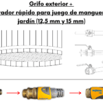 Adaptador rapido para juego de mangueras de jardin