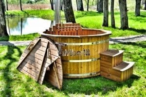 Wooden hot tub thermowood deluxe spa model 19