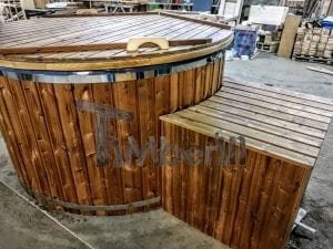 Electricity Heated Fiberglass Hot Tub With Thermowood Decoration 3