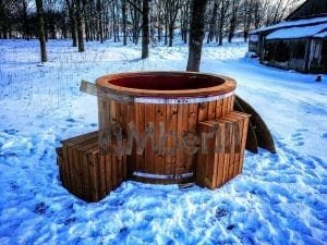 Electricity Heated Fiberglass Hot Tub With Thermowood Decoration (1)
