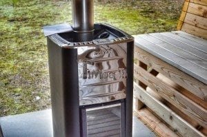 Barrel outdoor garden sauna with panoramic window 29
