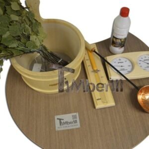 Conjunto de accesorios para saunas al aire libre.