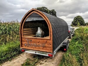 Mobile Outdoor Igloo Sauna On Wheels Harvia Wood Burner (12)