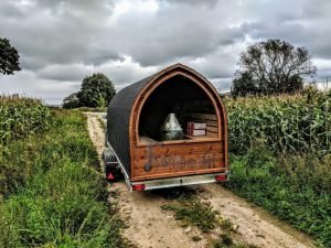 Mobile Outdoor Igloo Sauna On Wheels Harvia Wood Burner (13)