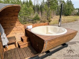 Sauna de barril con jacuzzi de fibra de vidrio (3)