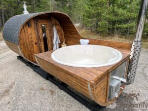 Sauna de barril con jacuzzi de fibra de vidrio (4)