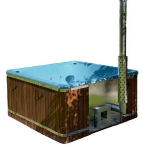 Jacuzzi exterior cuadrada en fibra de vidrio de 2.2 x 2.2 m