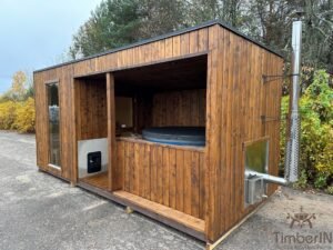Sauna de jardín moderna con jacuzzi (6)