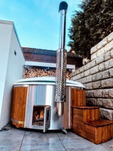 Estufa de leña integrada para bañera de hidromasaje – 30 kW en acero inoxidable 316