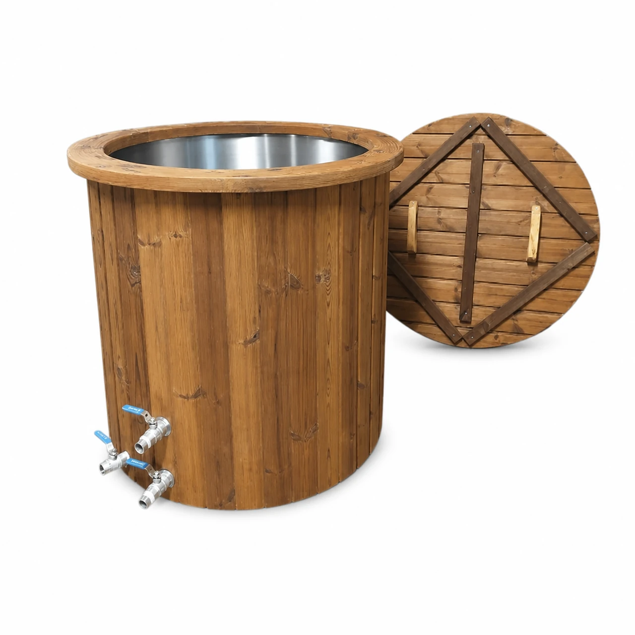 Bañera de agua fría TimberIN de madera termotratada y acero inoxidable